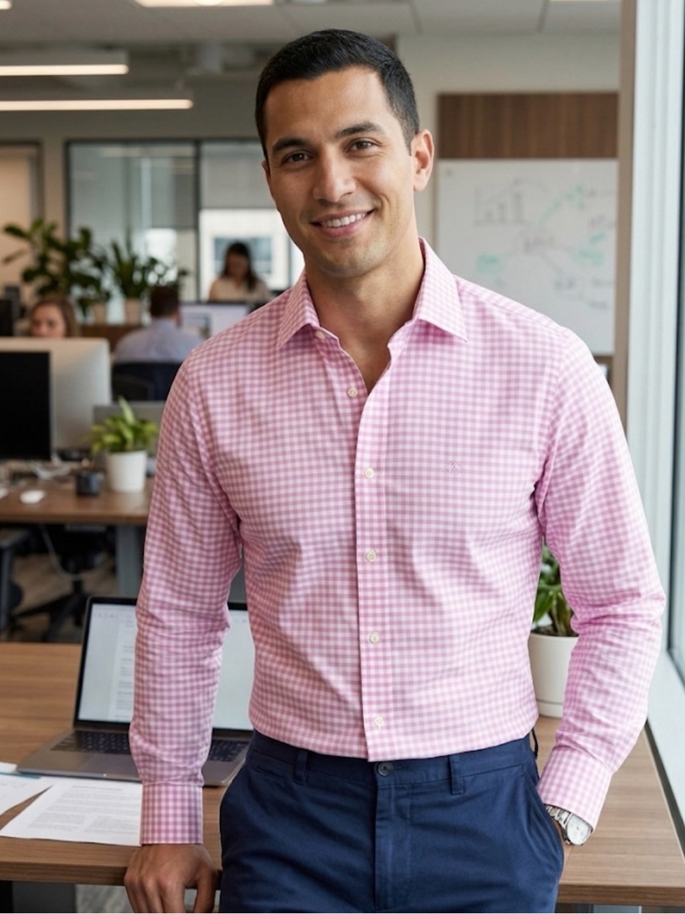 Brooks Brothers Pink Gingham Dress Shirt - Spread Collar